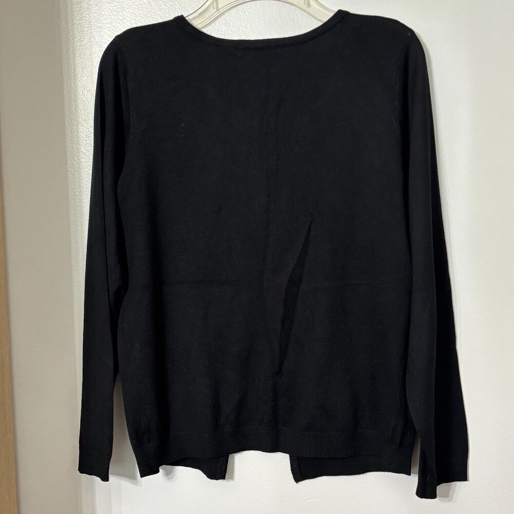 Architect Women's L Black Button Front Knit Cardigan Sweater Rayon Blend #28 - Picture 3 of 6
